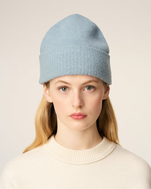 Blue Alpaca Striped Ami De Coeur Beanie - 4 - Ami Paris