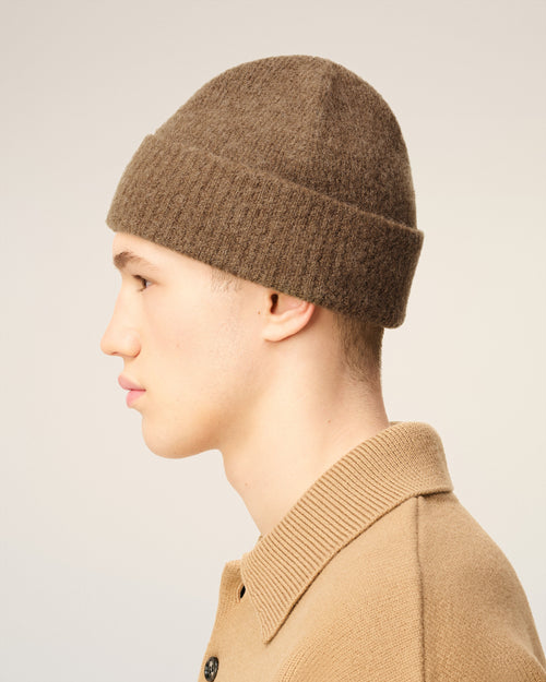 Brown Alpaca Striped Ami De Coeur Beanie - 5 - Ami Paris