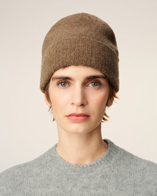 Brown Alpaca Striped Ami De Coeur Beanie - 4 - Ami Paris