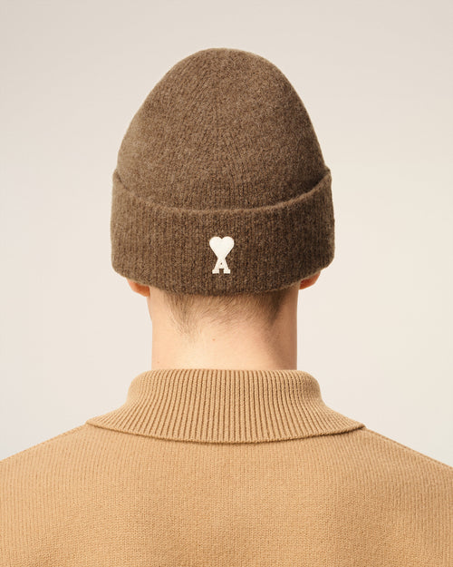 Brown Alpaca Striped Ami De Coeur Beanie - 6 - Ami Paris