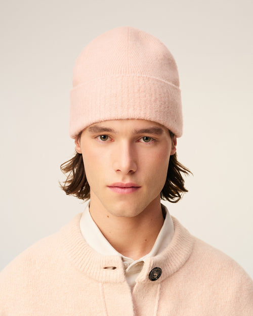 Pink Alpaca Striped Ami De Coeur Beanie - 2 - Ami Paris