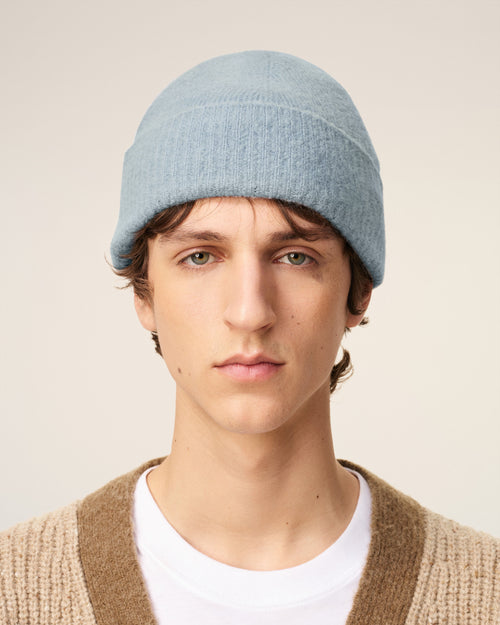 Blue Alpaca Striped Ami De Coeur Beanie - 2 - Ami Paris
