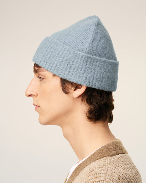 Berretto Ami de Coeur a righe in alpaca blu - 5 - Ami Paris