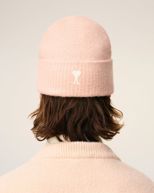 Pink Alpaca Striped Ami De Coeur Beanie - 6 - Ami Paris