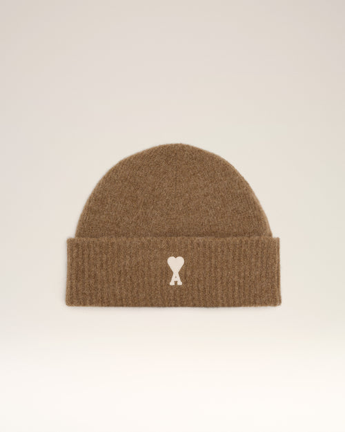 Brown Alpaca Striped Ami De Coeur Beanie - 1 - Ami Paris