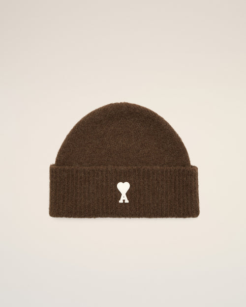 Gorro Ami de Cœur de alpaca marrón - MARRÓN CHOCOLATE/ECRU - Ami Paris