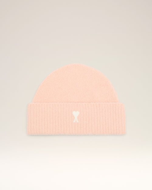 Pink Alpaca Striped Ami De Coeur Beanie - 1 - Ami Paris