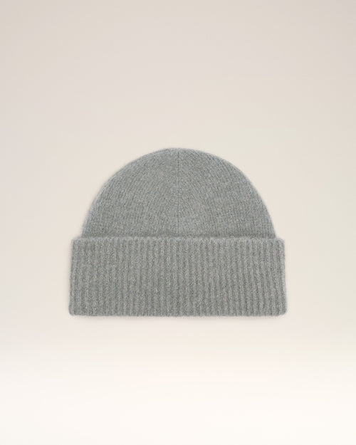 Grey Alpaca Striped Ami De Coeur Beanie - 9 - Ami Paris