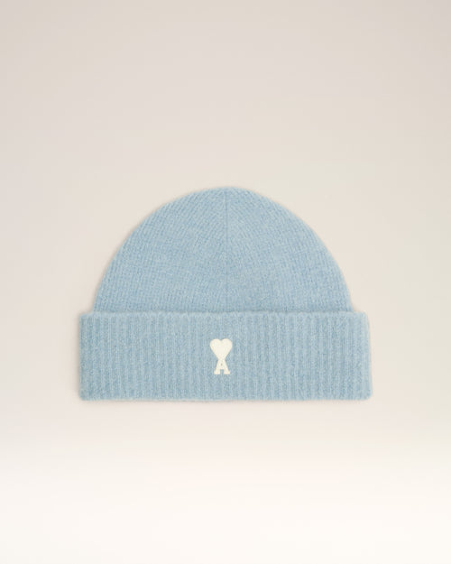 Blue Alpaca Striped Ami De Coeur Beanie - 1 - Ami Paris