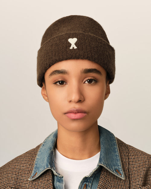 Gorro Ami de Cœur de alpaca marrón - Mujer - 8 - AMI Paris - Ami Paris