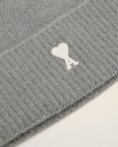 Grey Alpaca Striped Ami De Coeur Beanie - 11 - Ami Paris