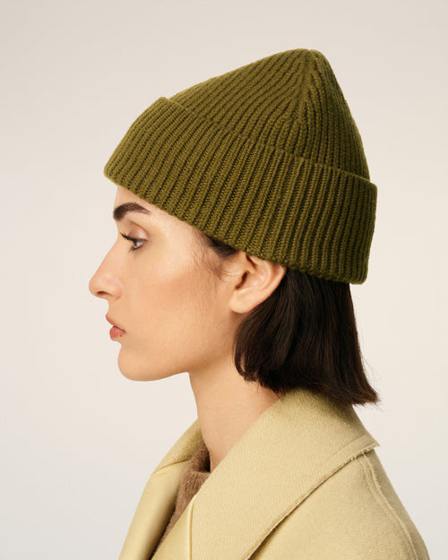 Khaki Wool Ami De Coeur Beanie - 11 - Ami Paris