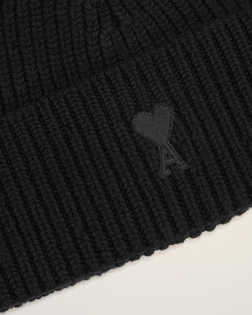 Black Wool Ami De Coeur Beanie - 9 - Ami Paris