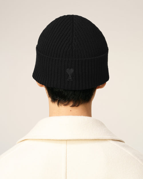 Black Wool Ami De Coeur Beanie - 6 - Ami Paris