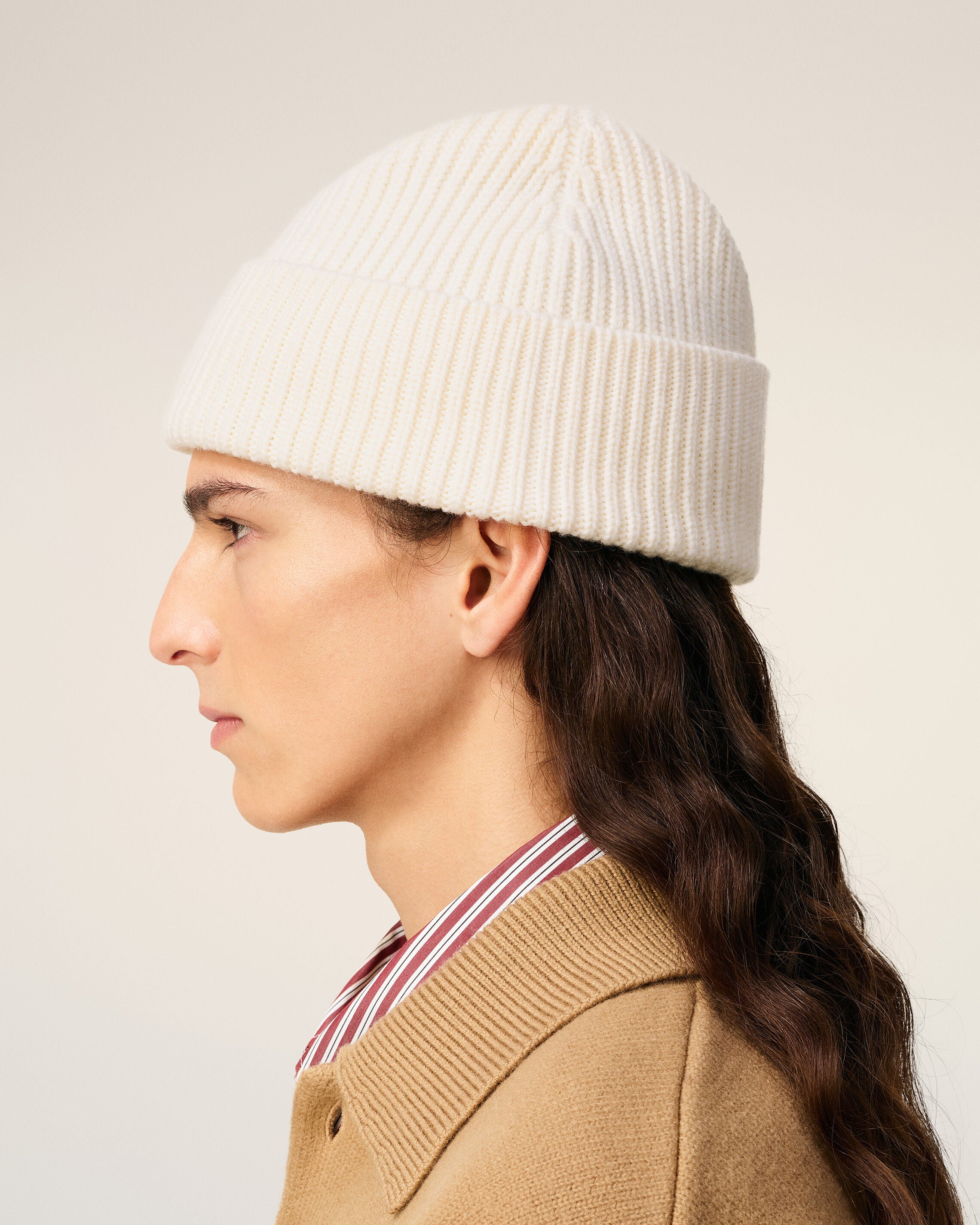 AMI Paris Ami de Coeur ビーニー アイボリー OFFWHITE/BLACK White Wool Ami De Coeur Beanie | AMI PARIS