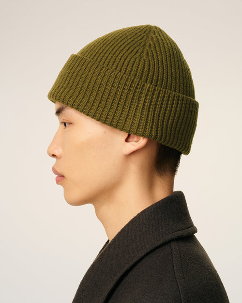 Khaki Wool Ami De Coeur Beanie - 5 - Ami Paris