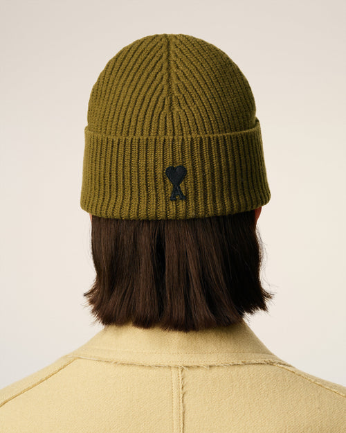 Khaki Wool Ami De Coeur Beanie - 12 - Ami Paris
