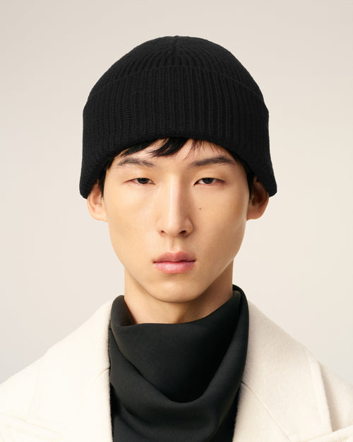 Black Wool Ami De Coeur Beanie - 2 - Ami Paris