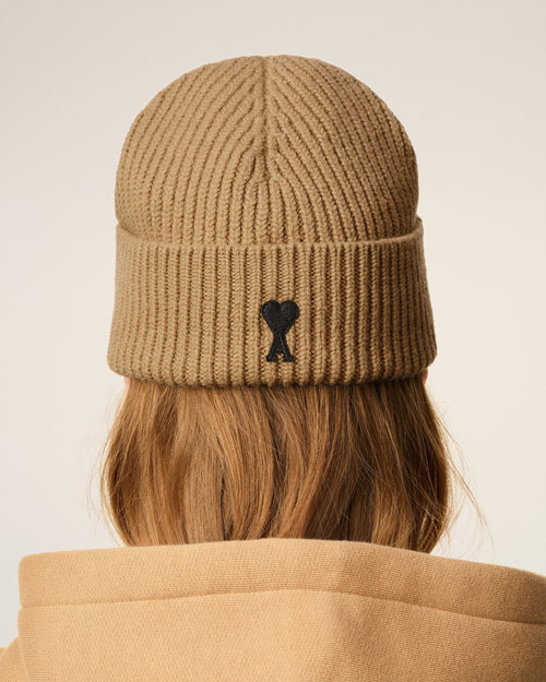 Brown Wool Ami De Coeur Beanie - 12 - Ami Paris