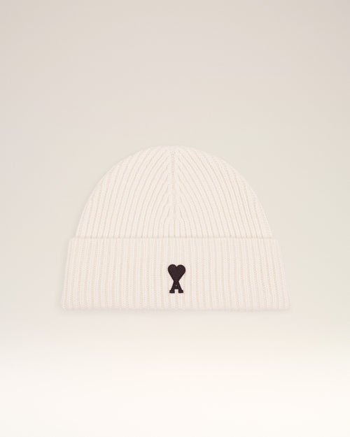 White Wool Ami De Coeur Beanie - 1 - Ami Paris