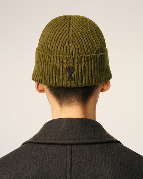 Khaki Wool Ami De Coeur Beanie - 6 - Ami Paris