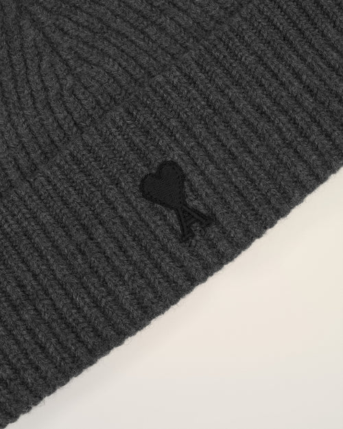 Grey Wool Ami De Coeur Beanie - 2 - Ami Paris