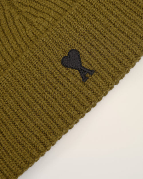 Khaki Wool Ami De Coeur Beanie - 9 - Ami Paris