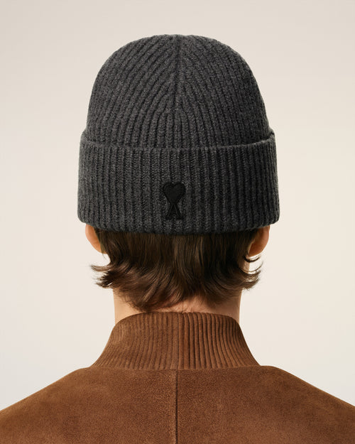 Grey Wool Ami De Coeur Beanie - 5 - Ami Paris