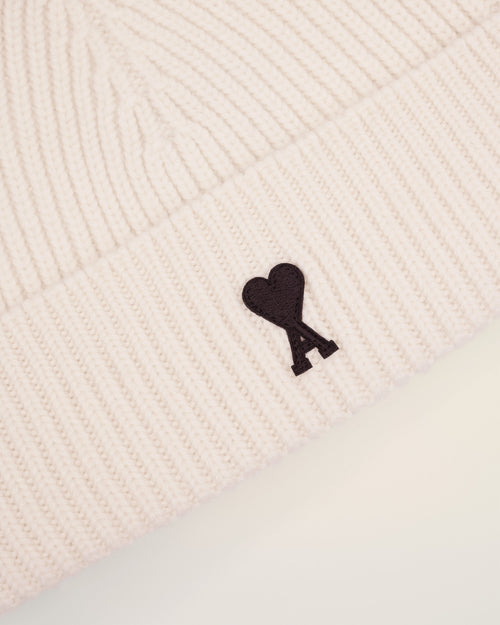 White Wool Ami De Coeur Beanie - 3 - Ami Paris