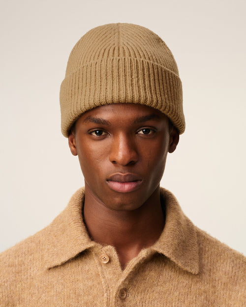 Brown Wool Ami De Coeur Beanie - 2 - Ami Paris