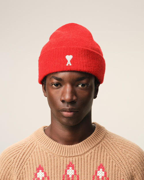 Red Alpaga Ami De Coeur Beanie - 1 - Ami Paris