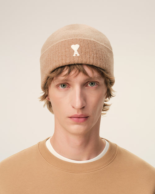 Brown Alpaga Ami De Coeur Beanie - 1 - Ami Paris