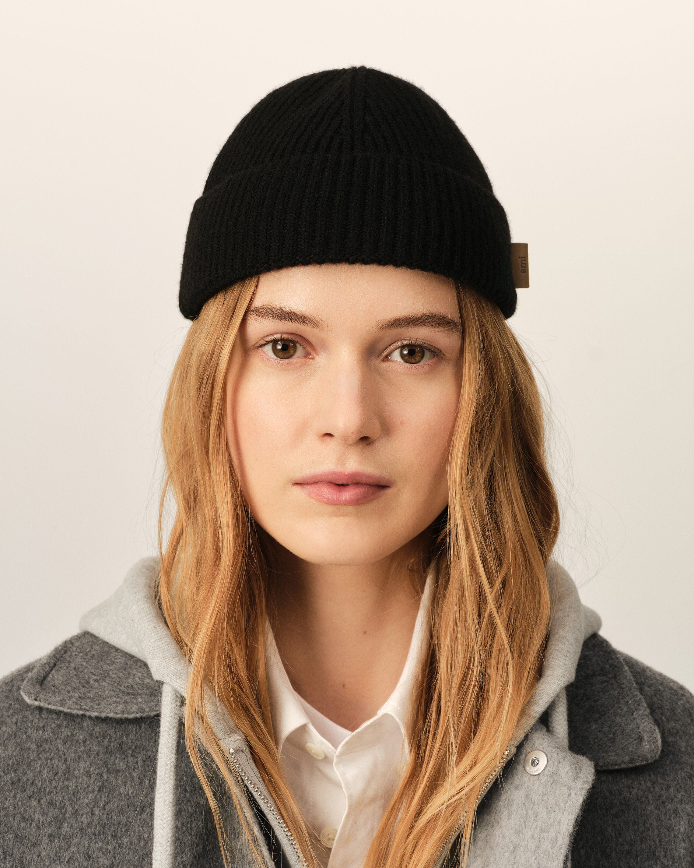 Black Wool Ami Leather Label Beanie - 8