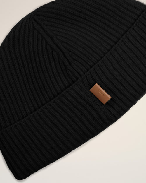 Black Wool Ami Leather Label Beanie - 9 - Ami Paris