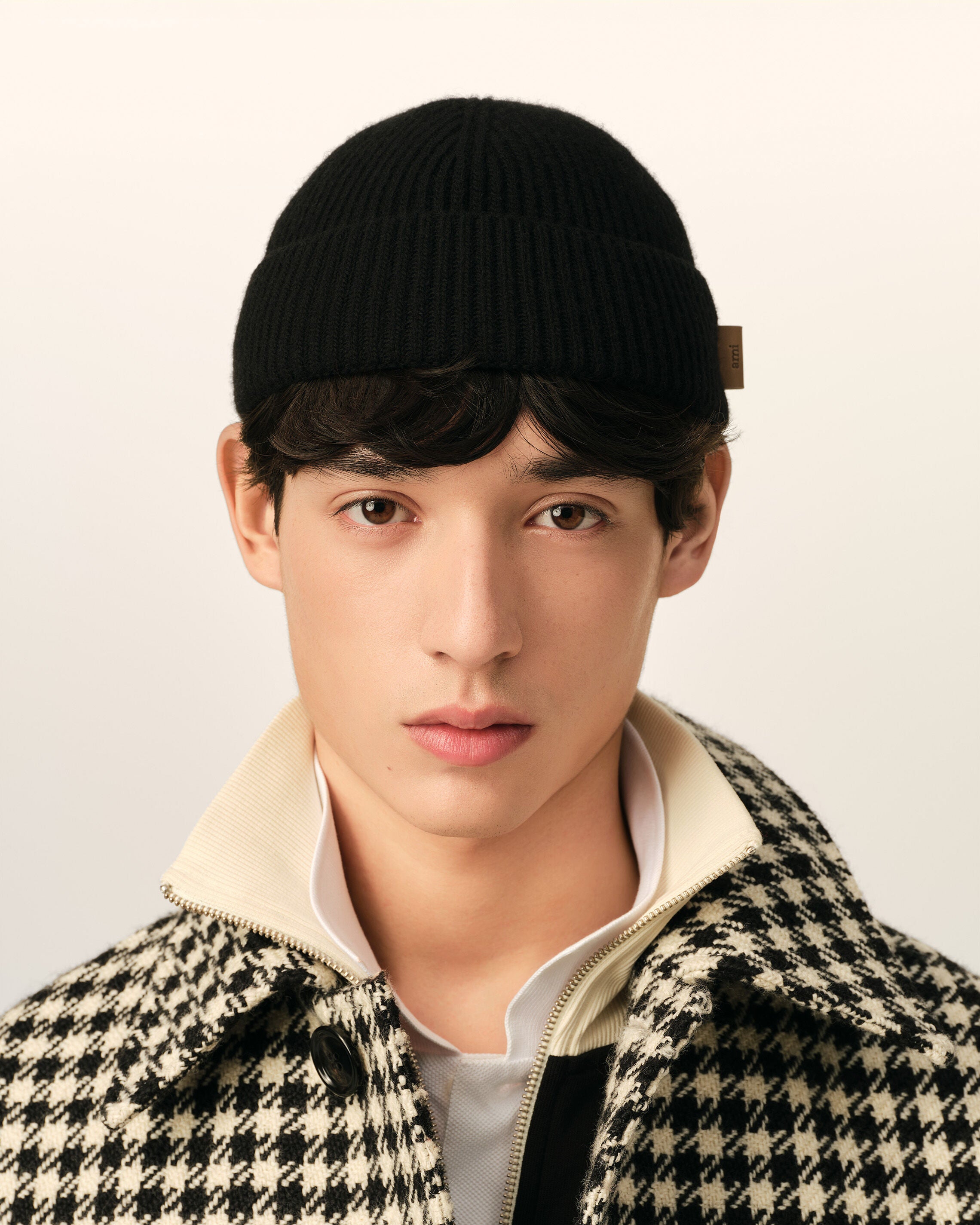 Black Wool Ami Leather Label Beanie - 2