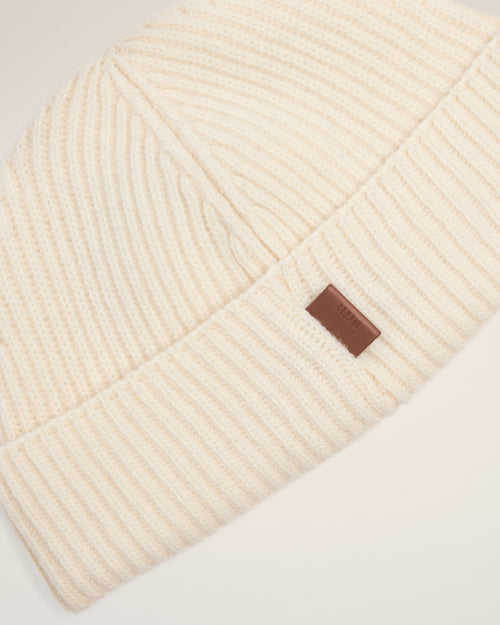 White Wool Ami Leather Label Beanie - 3 - Ami Paris