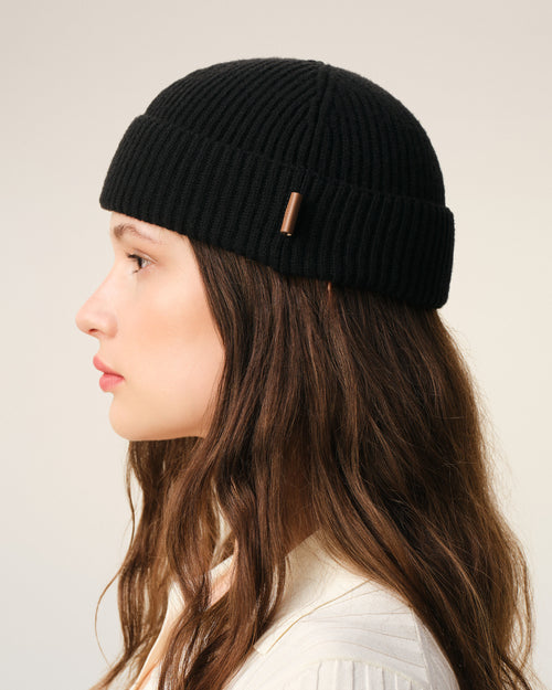 Black Wool Ami Leather Label Beanie - 11 - Ami Paris