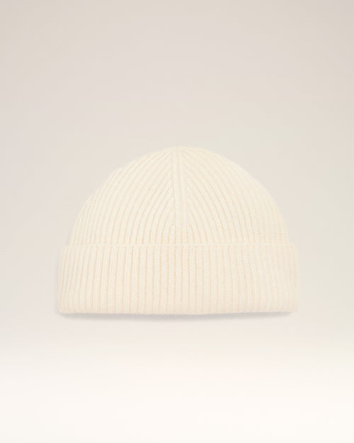 White Wool Ami Leather Label Beanie - WHITE CREAM - Ami Paris