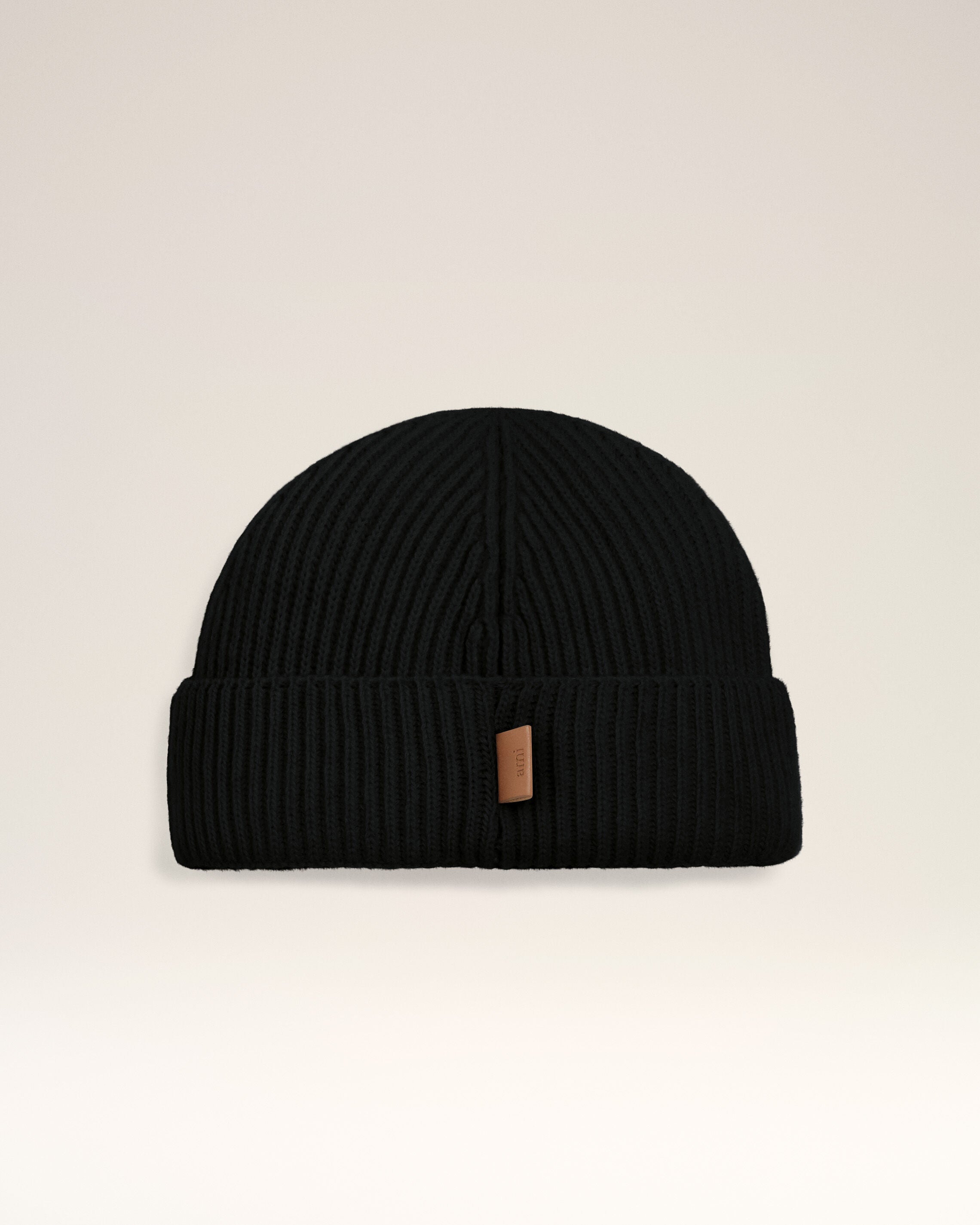 Black Wool Ami Leather Label Beanie - 10