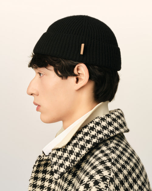 Black Wool Ami Leather Label Beanie - Man - 4 - AMI Paris - Ami Paris