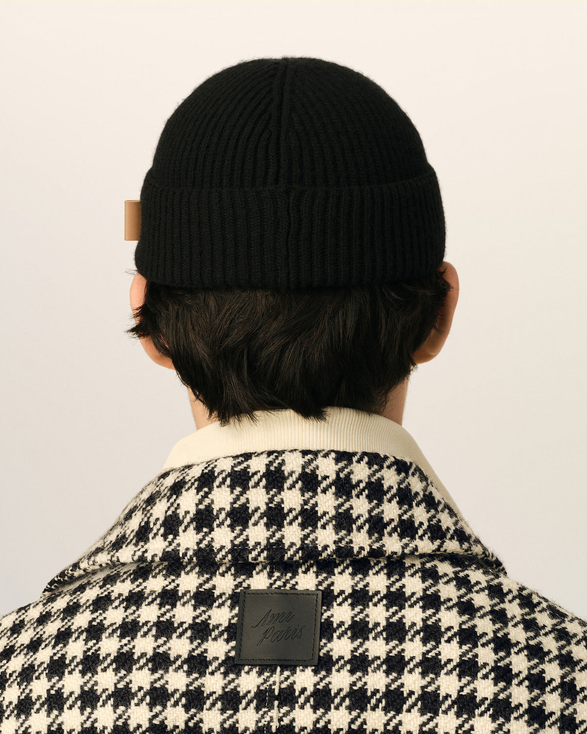 Bonnet Noir Etiquette Cuir Ami en Laine - 5
