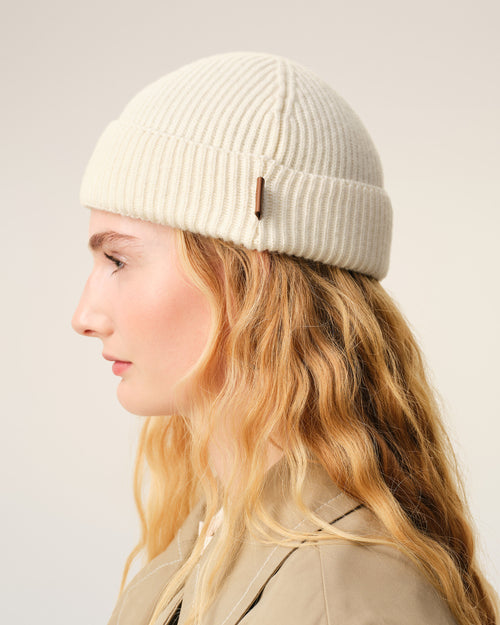 White Wool Ami Leather Label Beanie - 11 - Ami Paris