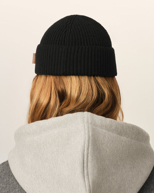 Black Wool Ami Leather Label Beanie - Woman - 11 - AMI Paris - Ami Paris