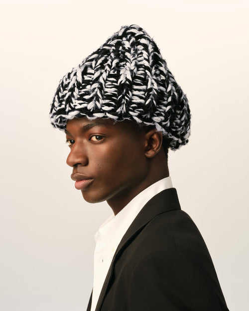 Gorro de lana negro y blanco - Hombre - 4 - AMI Paris - Ami Paris