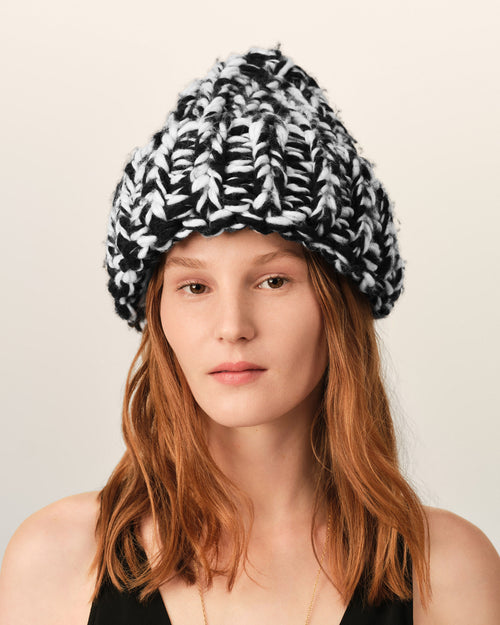 Gorro de lana negro y blanco - Mujer - 7 - AMI Paris - Ami Paris