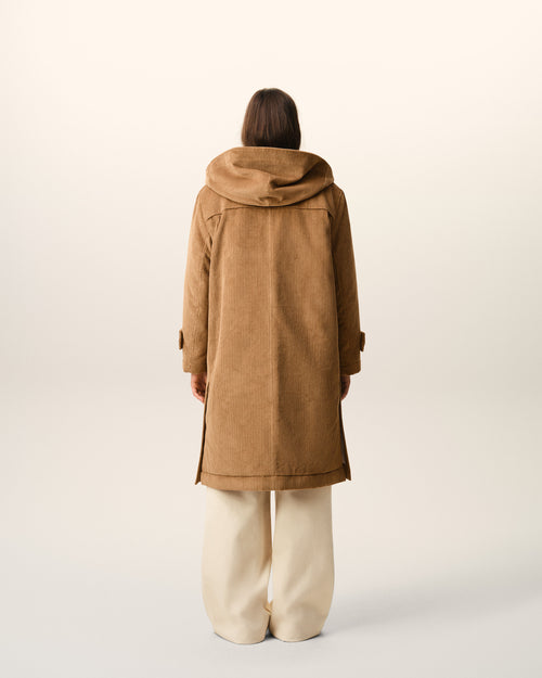 Brown Wool Corduroy Duffle Coat - 11 - Ami Paris
