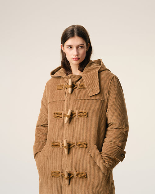 Brown Wool Corduroy Duffle Coat - 9 - Ami Paris