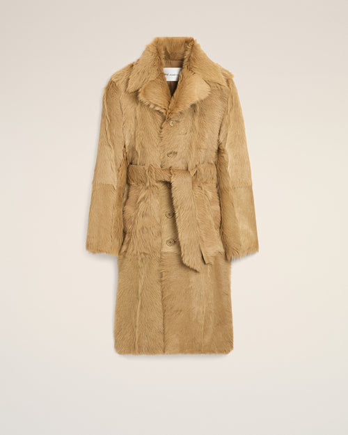 Long beige goat leather belted coat - Femme - 7 - AMI Paris - Ami Paris