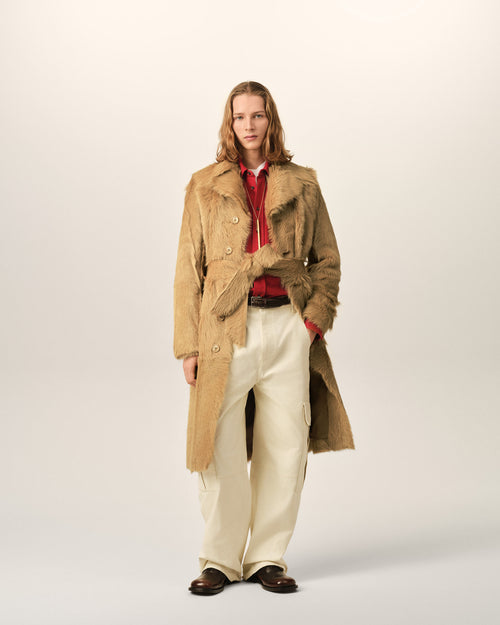 Long beige goat leather belted coat - Homme - 2 - AMI Paris - Ami Paris