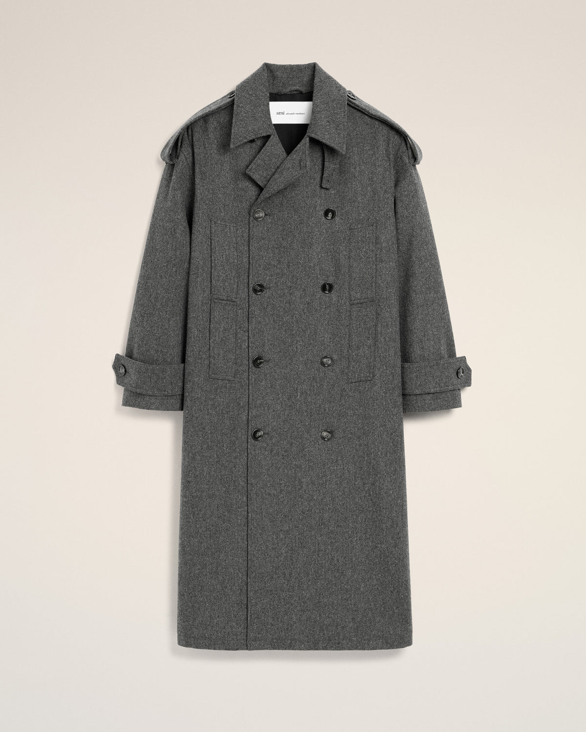 Trench coat gris en laine - 1